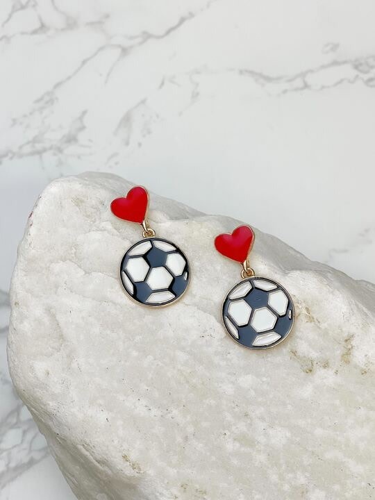 Prep Obsessed Wholesale Soccer Heart Post Sports Enamel Dangle